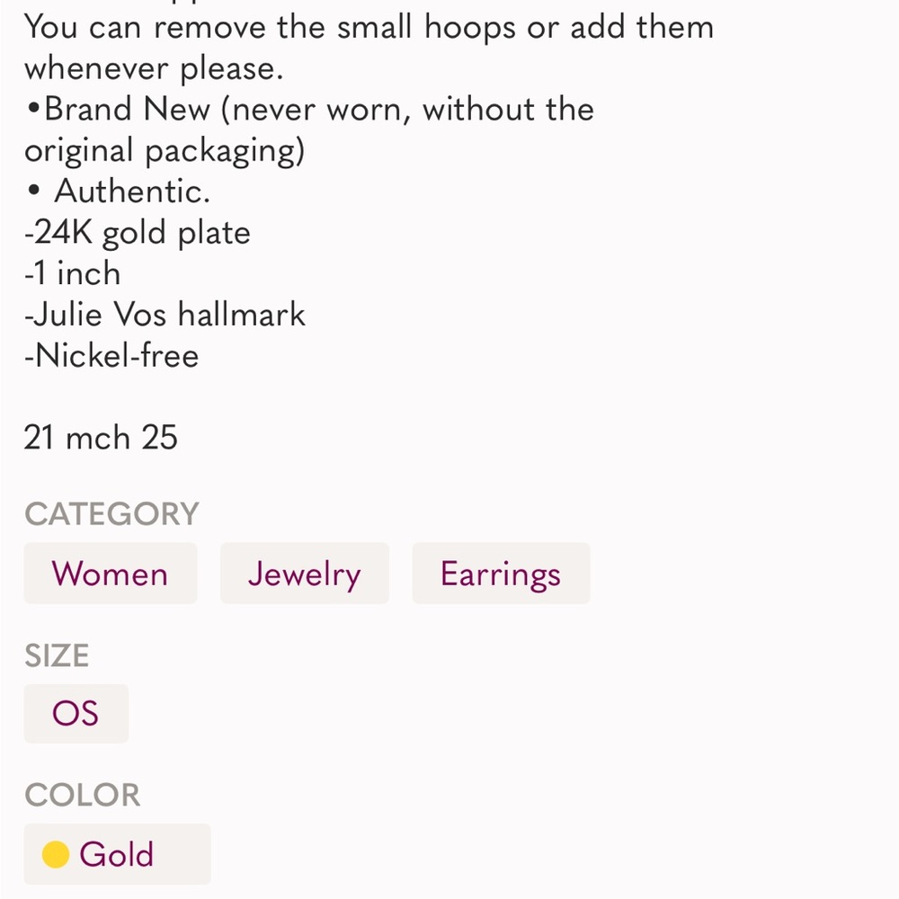 Julie Vos Marbella 2 In 1 Gold Hoop Drop  Earrings - Picture 4 of 15